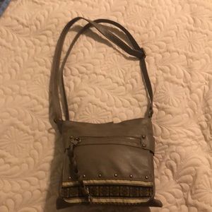 Vintage grey faux leather crossbody bag